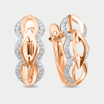 Серьги женские с фианитами из красного золота 585 пробы (арт. 1204559)
