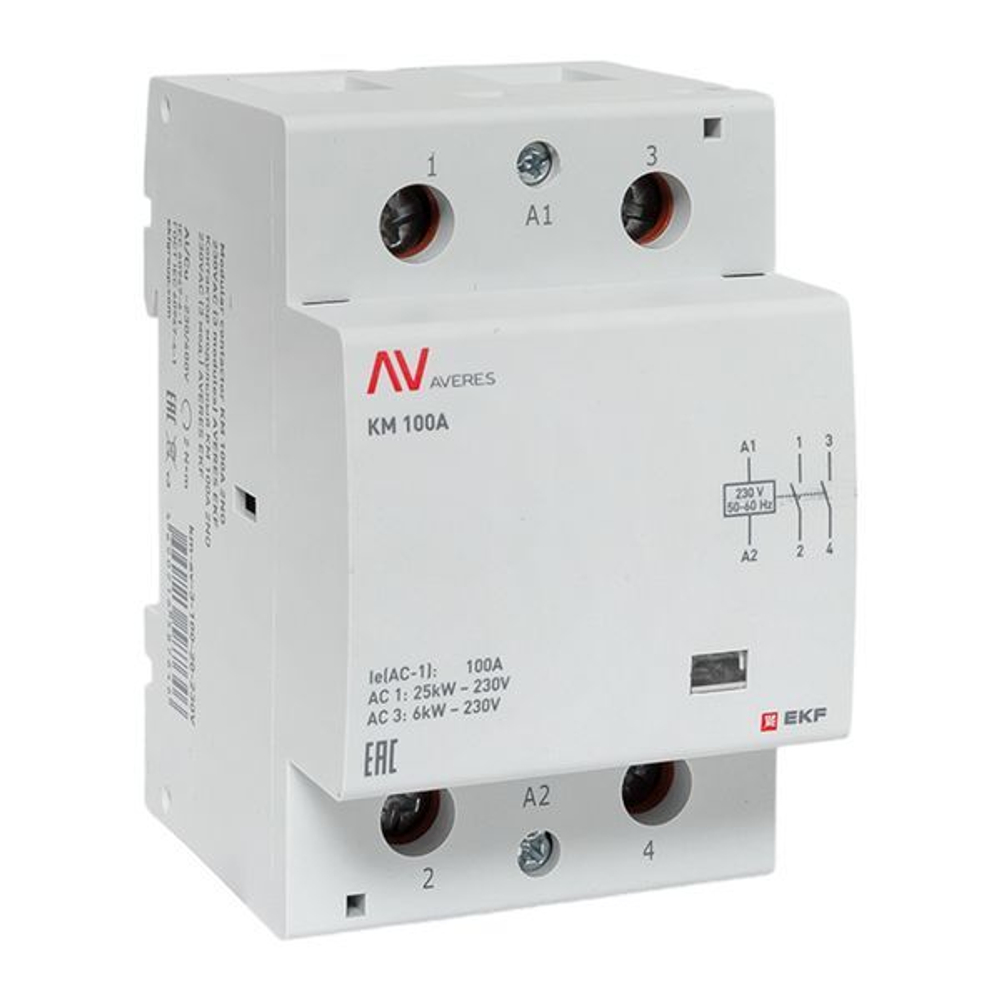 Контактор модульный EKF km-av-3-100-20-230V