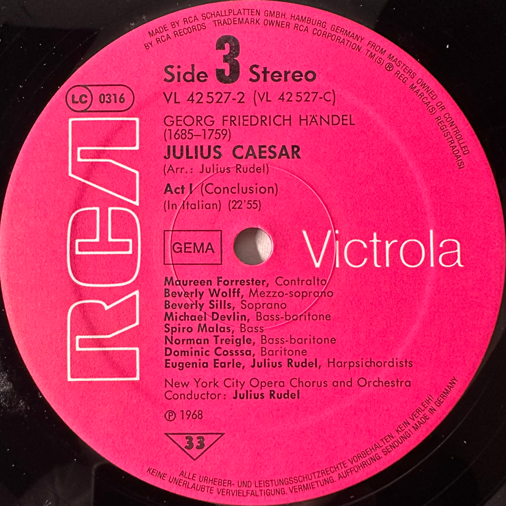 Гендель - Юлий Цезарь 3LP (Германия)