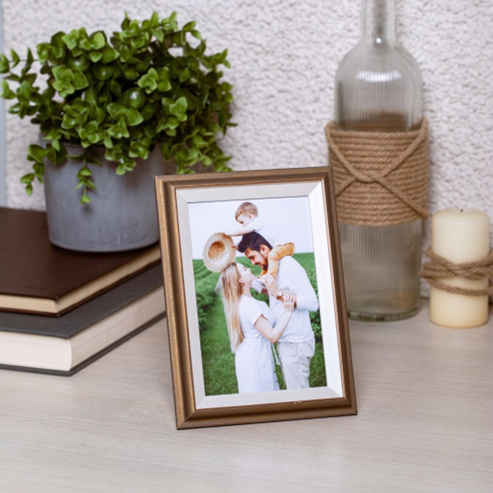 Фоторамка FA Фиеста 10х15 пластиковая со стеклом тёмная бронза | FA фототовары