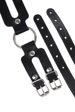 Черные кожаные оковы из двух ремешков (Цвет: черный)