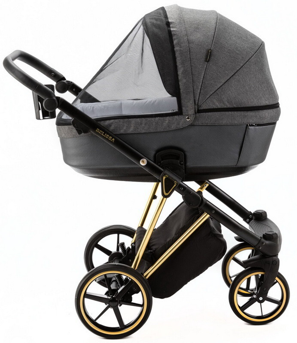 Детская коляска Adamex Belissa Special Edition 2 в 1 B-PS562 (Т.СЕР ЗОЛОТ.РАМ)