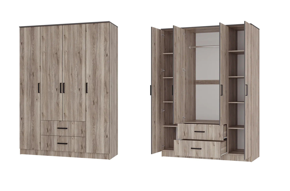 Шкаф 4-х створчатый Титан дуб смоки