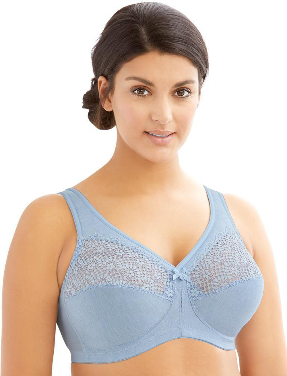 Комфортный поддерживающий бюстгальтер с кружевными вставками (Размер: 95G) (Цвет: серый)