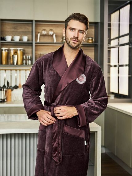 Халат мужской PAUL без капюшона бордовый POLENS