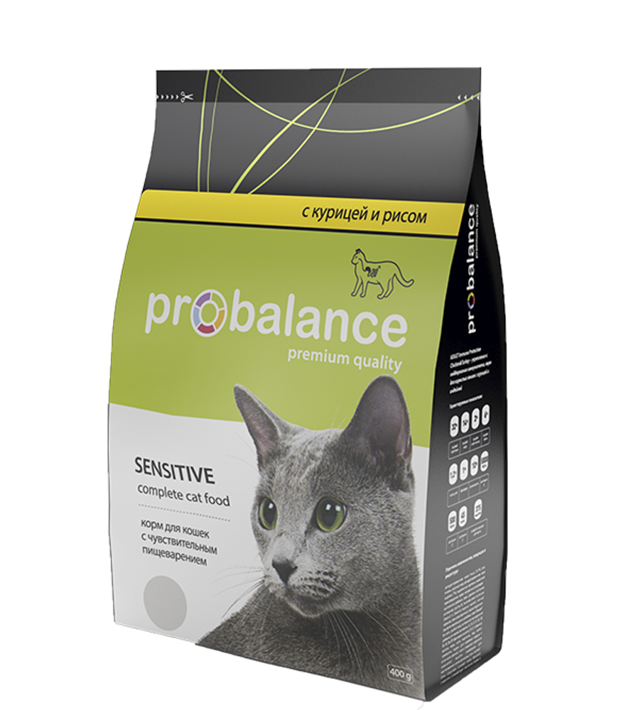 Сухой корм Pro Balance Sensitive для кошек с чувствительным пищеварением, 400 г
