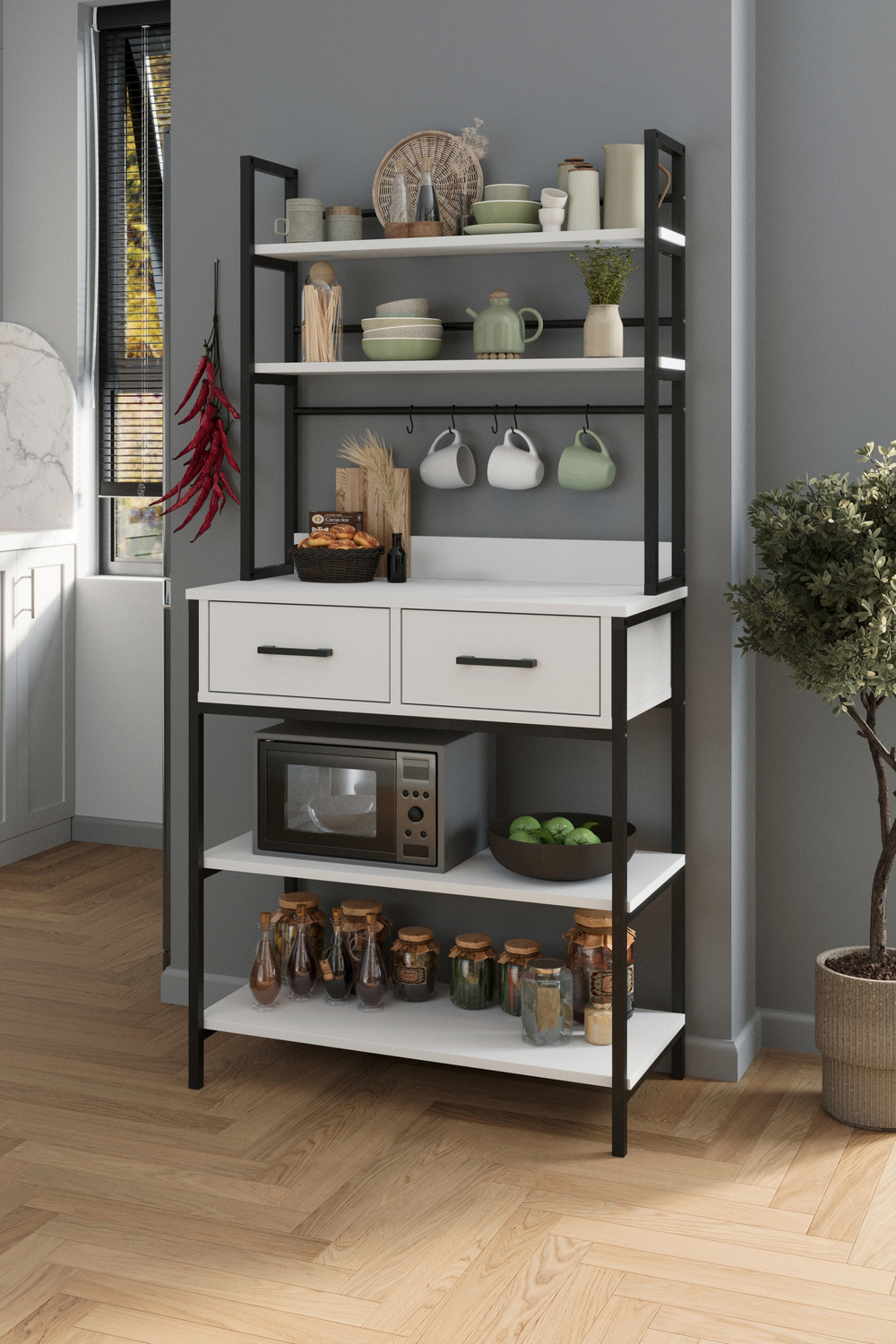 Стеллаж кухонный VIETNAM - белый