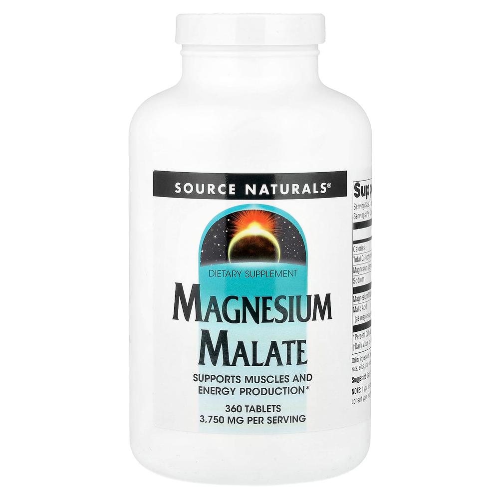 Source Naturals, малат магния, 360 таблеток (1250 мг в 1 таблетке)