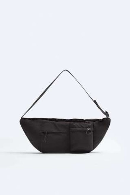 ZARA СУМКА С КАРМАНАМИ, ЧЕРНЫЙ