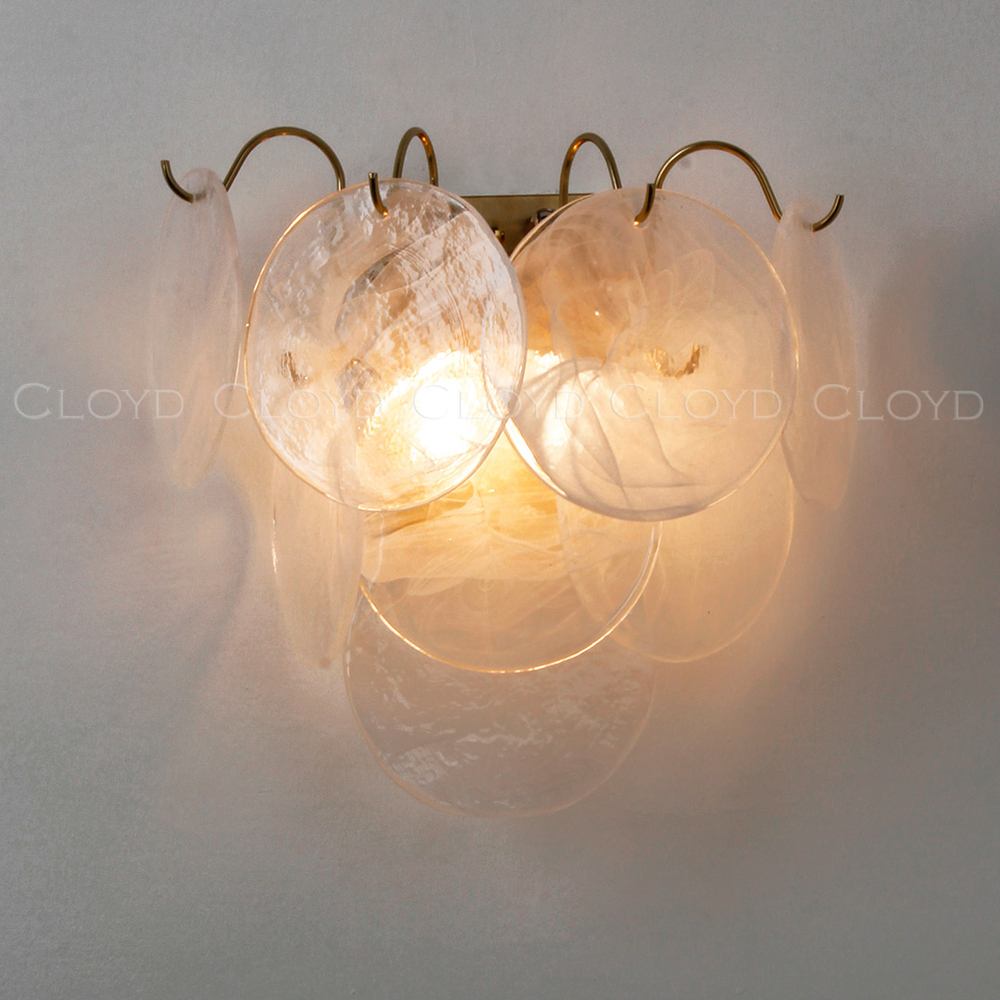 Бра Cloyd LINZE-B W2 / выс. 32 см - латунь - белое стекло (арт.20482)