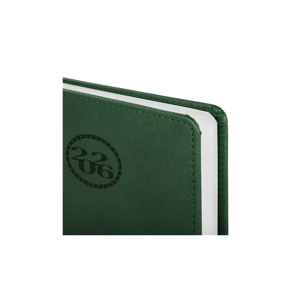 Ежедневник А-5 2026 BRAUBERG Favorite, под кожу, зеленый, 117038