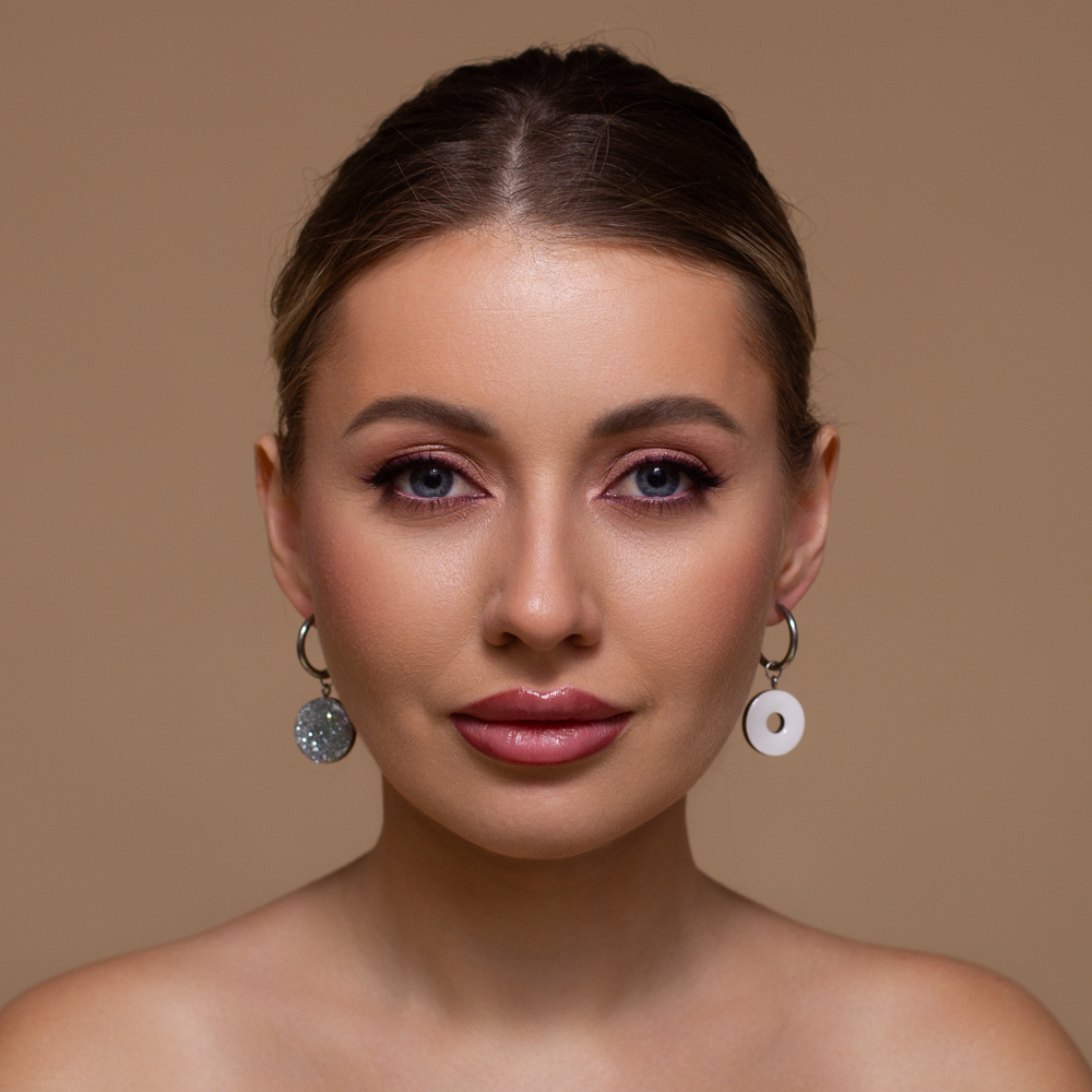 Серьги - Конго с Подвесками - Серебряный Блеск/Белый