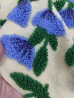 Альпака (шерпа) с объемным рисунком/ Васильки на молочном