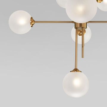 Умный потолочный светильник cо стеклянными плафонами 8*G9 50383 латунь Volver Eurosvet