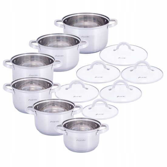 Набор кастрюль 12 предметов Kamille KM-5638S из нержавеющей стали