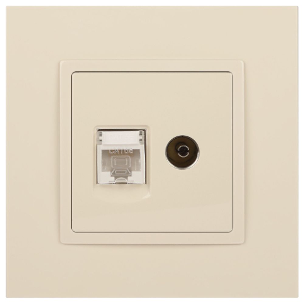 Розетка ЭРА Elegance 14-3110-02 RJ45+TV IP20 слоновая кость | Эра Elegance