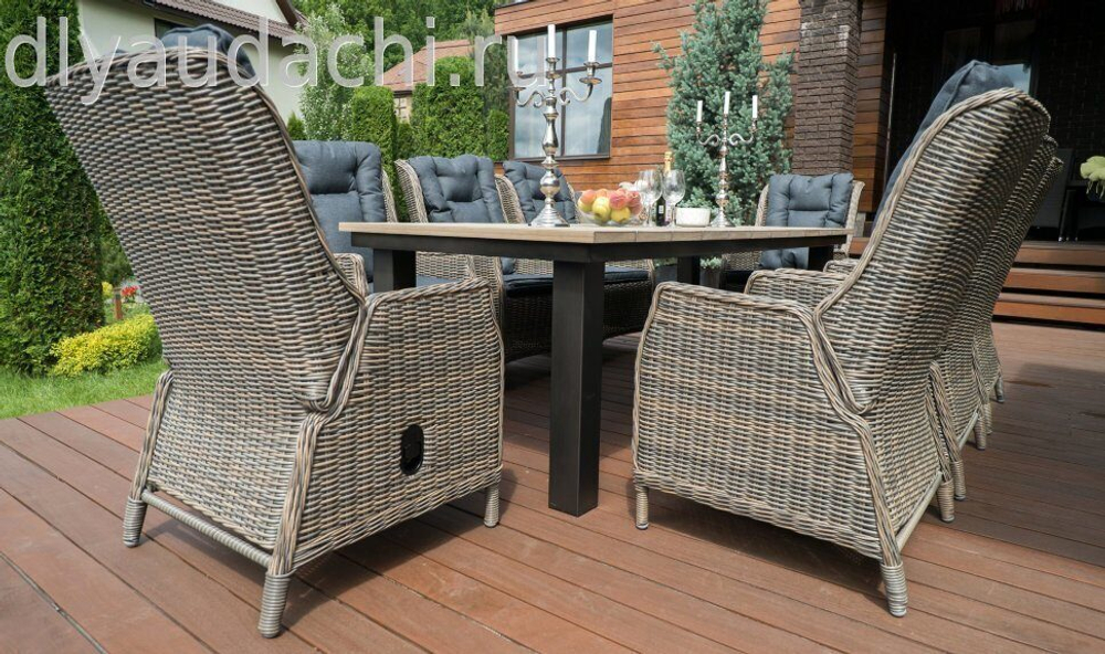 Стол Парклэнд + 6 кресел Верона алюминиевый каркас (кор/сер)