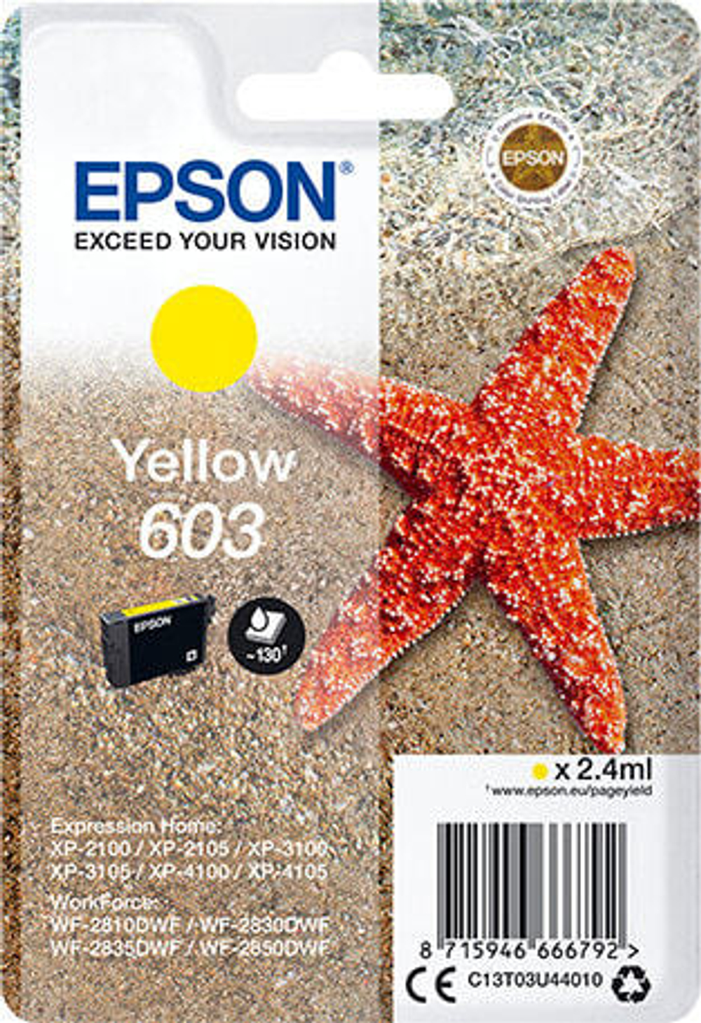 Картридж струйный желтый 1 шт Epson C13T03U44020