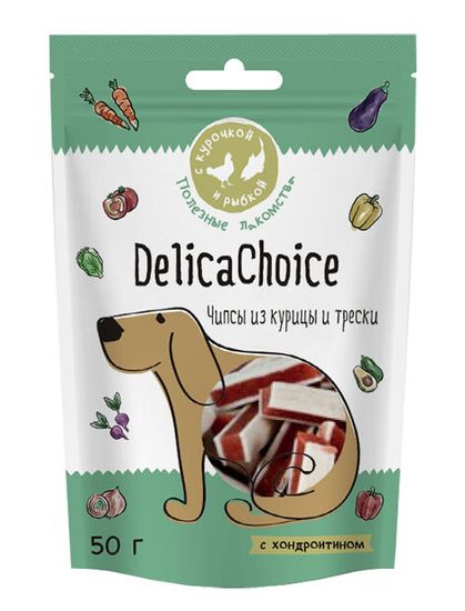 DelicaChoice Лакомство для собак "Чипсы из курицы и трески"