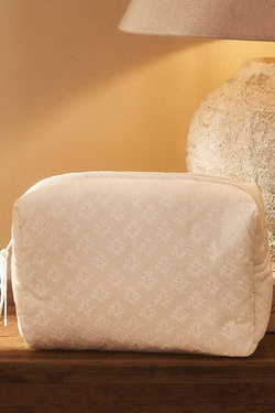 ZARA HOME МАЛЕНЬКАЯ КОСМЕТИЧКА С ЦВЕТОЧНЫМ ПРИНТОМ, БЕЛЫЙ