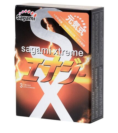 Презервативы Sagami Xtreme Energy с ароматом энергетика - 3 шт.