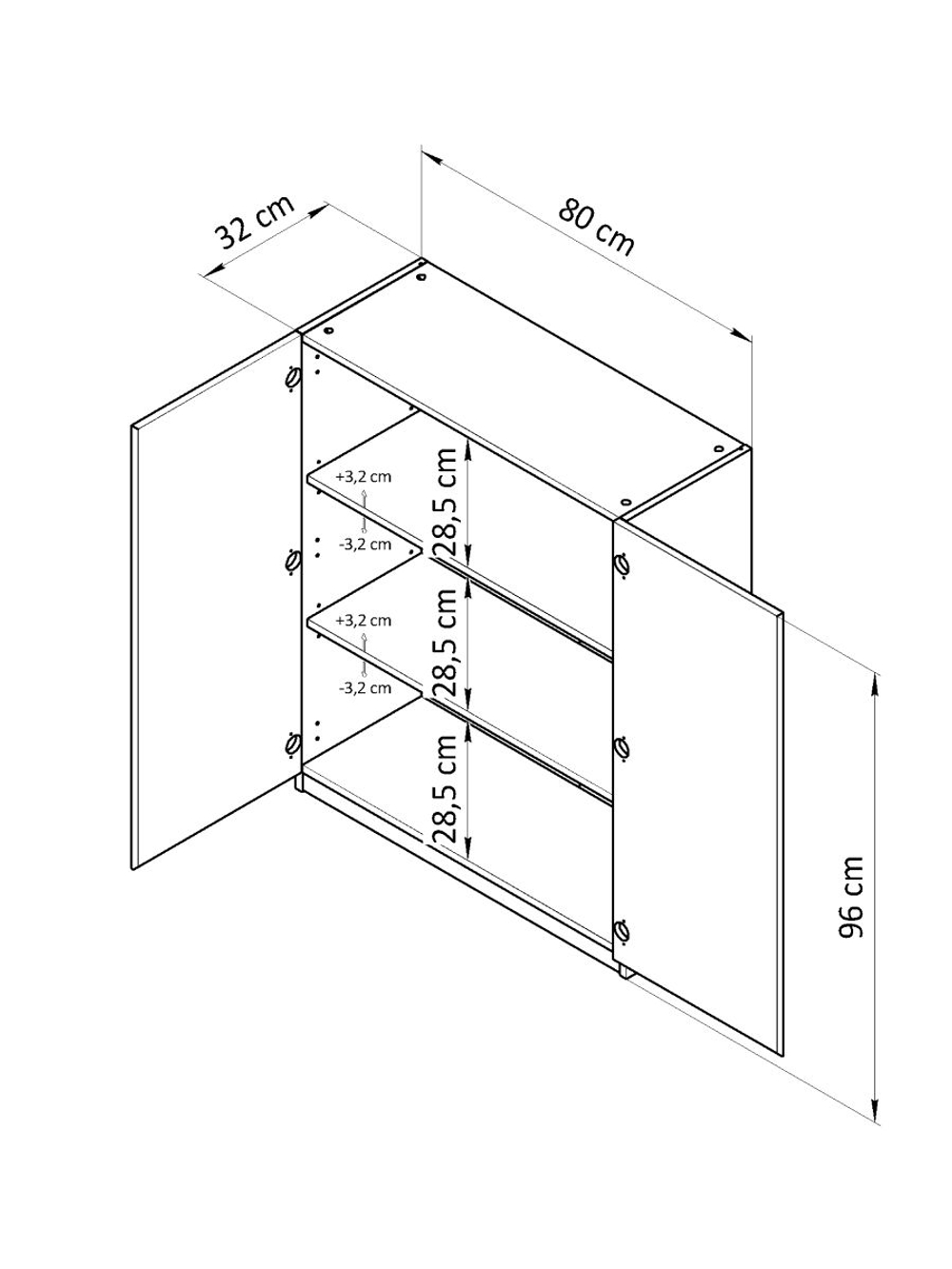 Кухонный модуль 80х32х96, Виола, навесной, шкаф для посуды, ЛДСП, белый, Dipriz