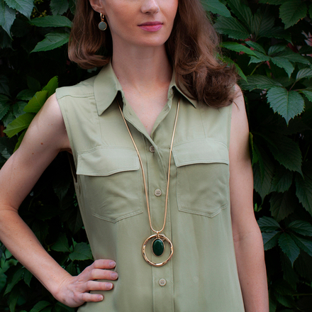 Колье Fiore Luna GREEN AGATE LN5145 G/G