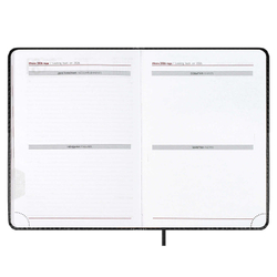 Ежедневник датированный 2026 ESCALADA, А5, 176 л., арт. 70218/ 15 САРИФ ЧЁРНЫЙ (кожзам: 146x211 мм, твёрдый переплёт с поролоном, материал обложки: искусственная кожа "Сариф"; декор: блинтовое тиснение; способ крепления блока: ниткошвейный; вн. блок: