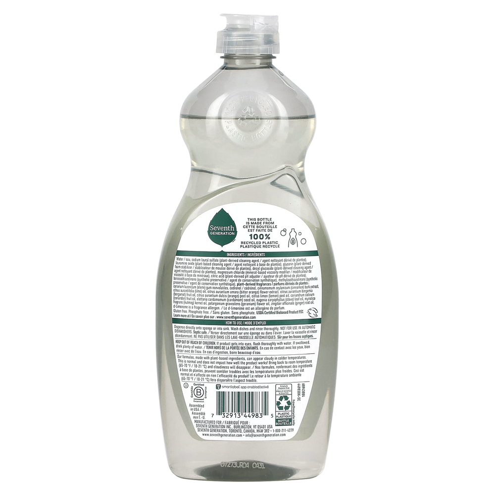Seventh Generation, жидкость для мытья посуды, свежий лайм и имбирь, 561 мл (19 жидк. унций)