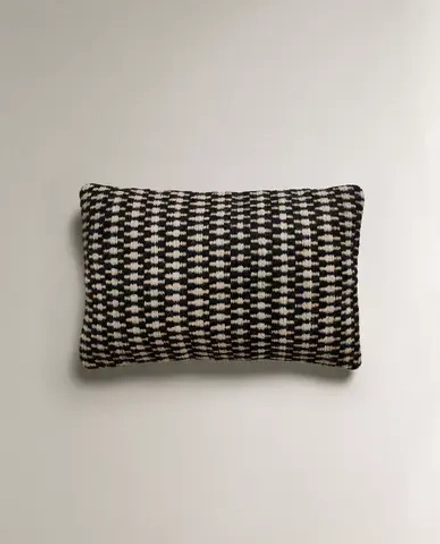 ZARA HOME ЖАККАРДОВАЯ НАВОЛОЧКА ДЛЯ ДЕКОРАТИВНОЙ ПОДУШКИ, ЧЕРНЫЙ