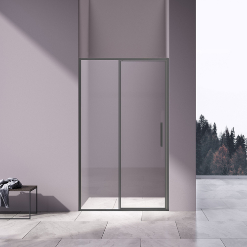 Душевая дверь Slim 8mm VDP-4SL120CLGM, вороненая сталь, стекло прозрачное