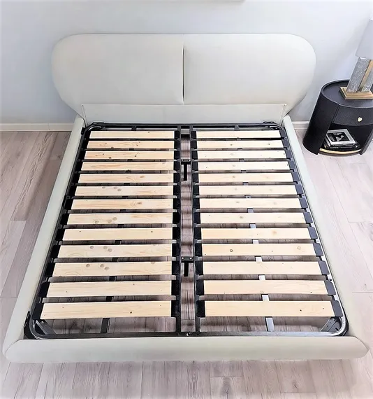 Двуспальная кровать 4122, 180х200, серый велюр