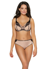 Бюстгальтер на косточках с отделкой кружевом и леопардовым кантом (Размер: 65I) (Цвет: телесный)