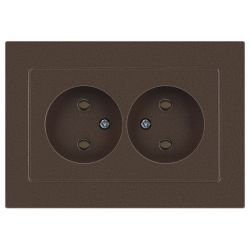 Розетка Intro Accent 6-204-08 двойная 2х2P 16А-250В IP20 СУ AL/CU бронза