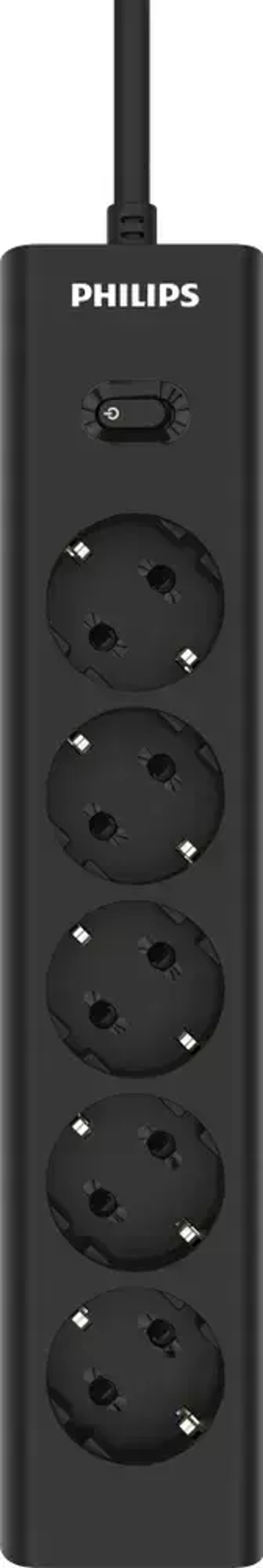 Philips сетевой фильтр 5 Розеток, кабель - 2M черный