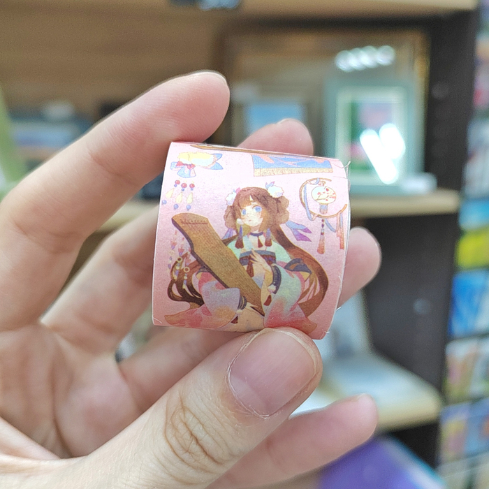 Скотч розовый "Анимэ девочка"