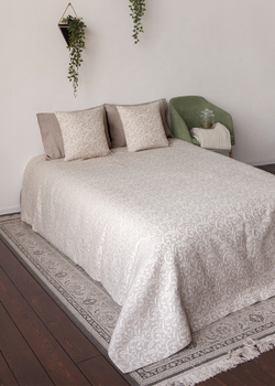 Покрывало 260x260 и 2 наволочки 47х47 Luxberry Village натуральный-белый