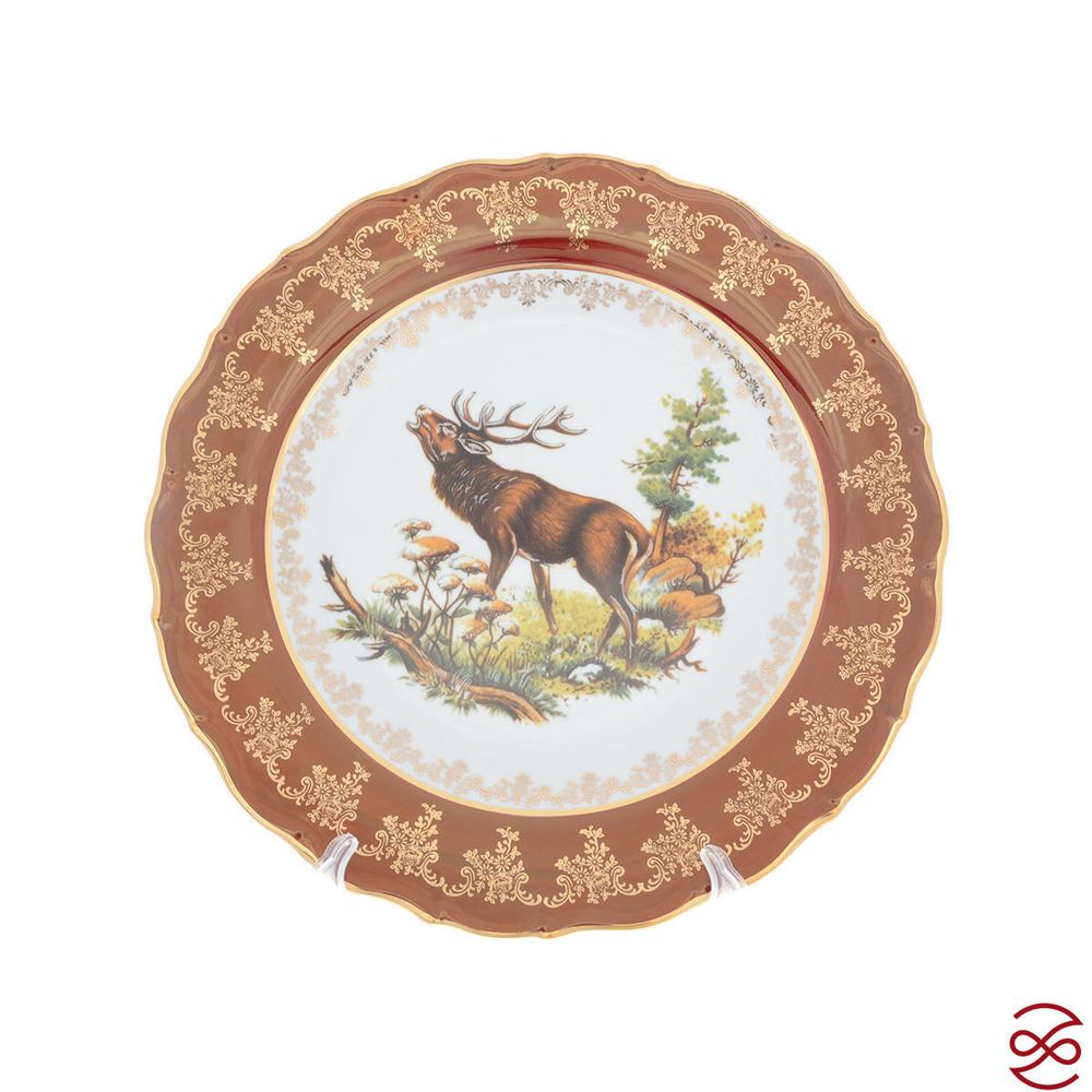 Круглое блюдо Queen's Crown Aristokrat Охота красная 30 см