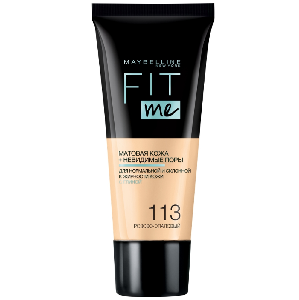 Maybelline Крем тональный Fit Me, матирующий, скрывающий поры, тон №113, Розовый опал, 30 мл