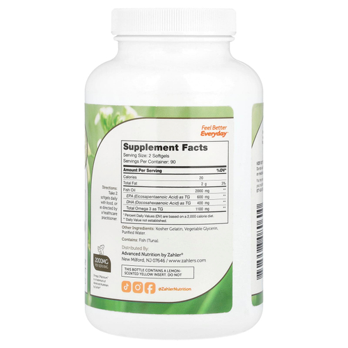 Zahler, Omega 3 Platinum™, улучшенный рыбий жир с омега-3, 180 капсул (1000 мг в 1 капсуле)