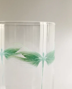 ZARA HOME СТАКАН С УЗОРОМ "СТРЕКОЗА", ЗЕЛЕНЫЙ