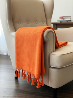 Плед-покрывало из хлопка Sidney, цвет Оранжевый