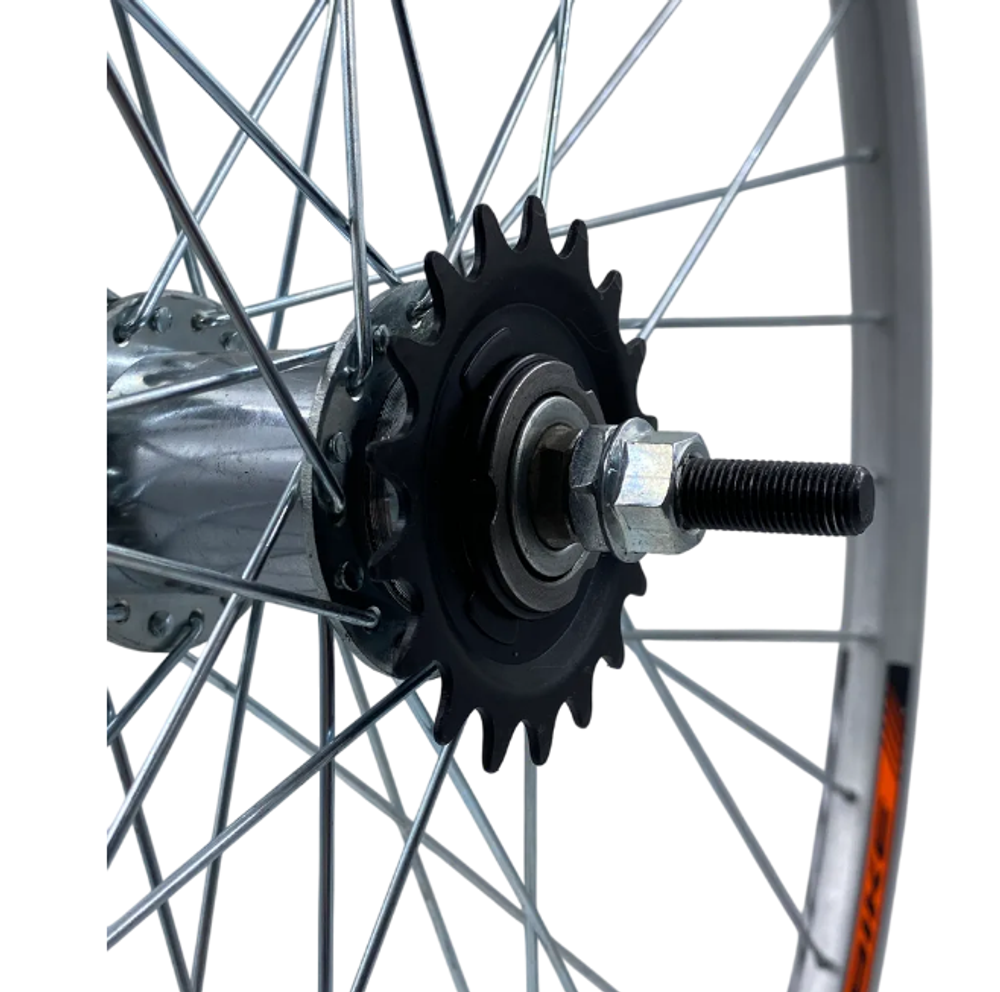 Колесо заднее 28" TRIX ножной тормоз 1 ск./обод двойной алюм.серебро CNC A/V 19.4x21.4/втулка серебр.звезда 18T