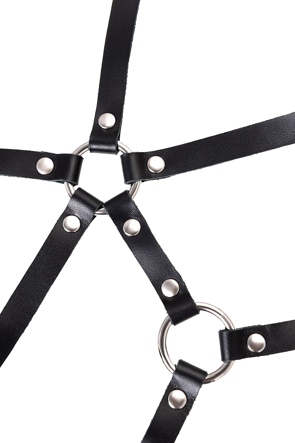 Черная кожаная портупея «Соблазн» с кольцами (Размер: S-M-L) (Цвет: черный)