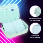 Пенал-косметичка BRAUBERG большой 1 отделение 1 откидная планка ткань 21x15x6 см "Mint"