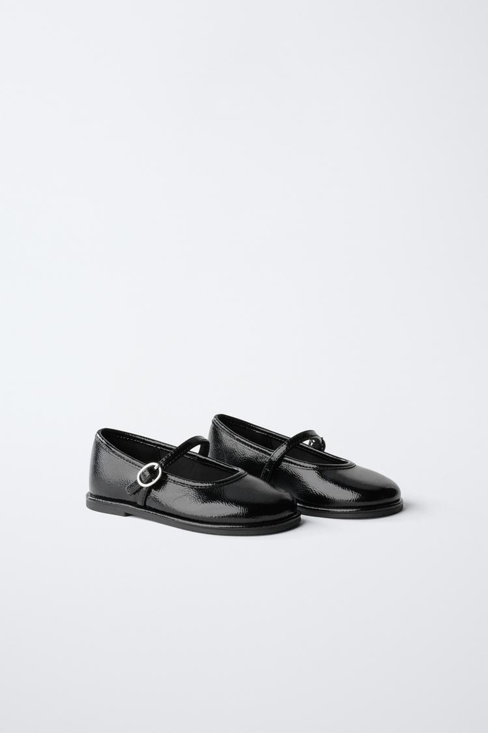 ZARA ЛАКИРОВАННЫЕ БАЛЕТКИ, ЧЕРНЫЙ