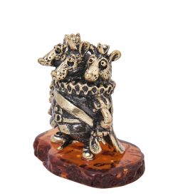 Народные промыслы AM-4088 Фигурка «Мышиный король» (латунь, янтарь)