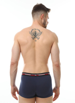 Мужские трусы-боксеры с широкой мягкой брендированной резинкой (Размер: L) (Цвет: темно-синий)