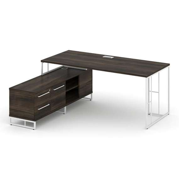 Rift Direct Стол руководителя на опорной тумбой RF.SRT-25 (L) Дуб Мали/Металл Белый/Белый Ручки 1780