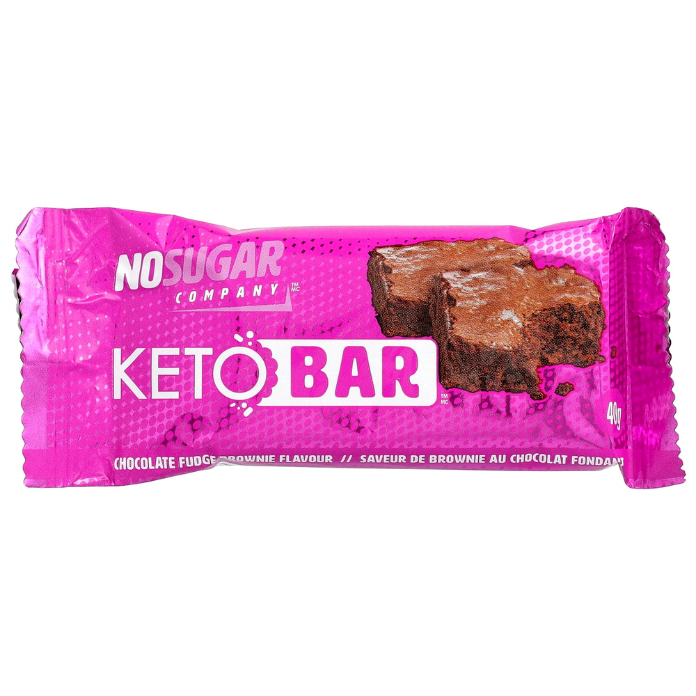 No Sugar Company, Keto Bar™, брауни с шоколадной помадкой, 12 батончиков по 40 г